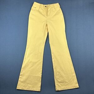 St John Sport Jeans Pants Womens 2 Yellow High Rise Flared Leg Stretch Boho*